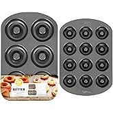 Wilton Donut Pan 2-Piece Set, 6-Cavity Mini, and 12-Cavity Standard Donuts, Scratch Resistant and Nonstick Doughnut Pan with