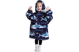 Pterygoid Wearable Blanket Hoodie for Kids,Toddler Oversized FLeece Hooded Sweatshirt with Pocket for Children Girls Boys