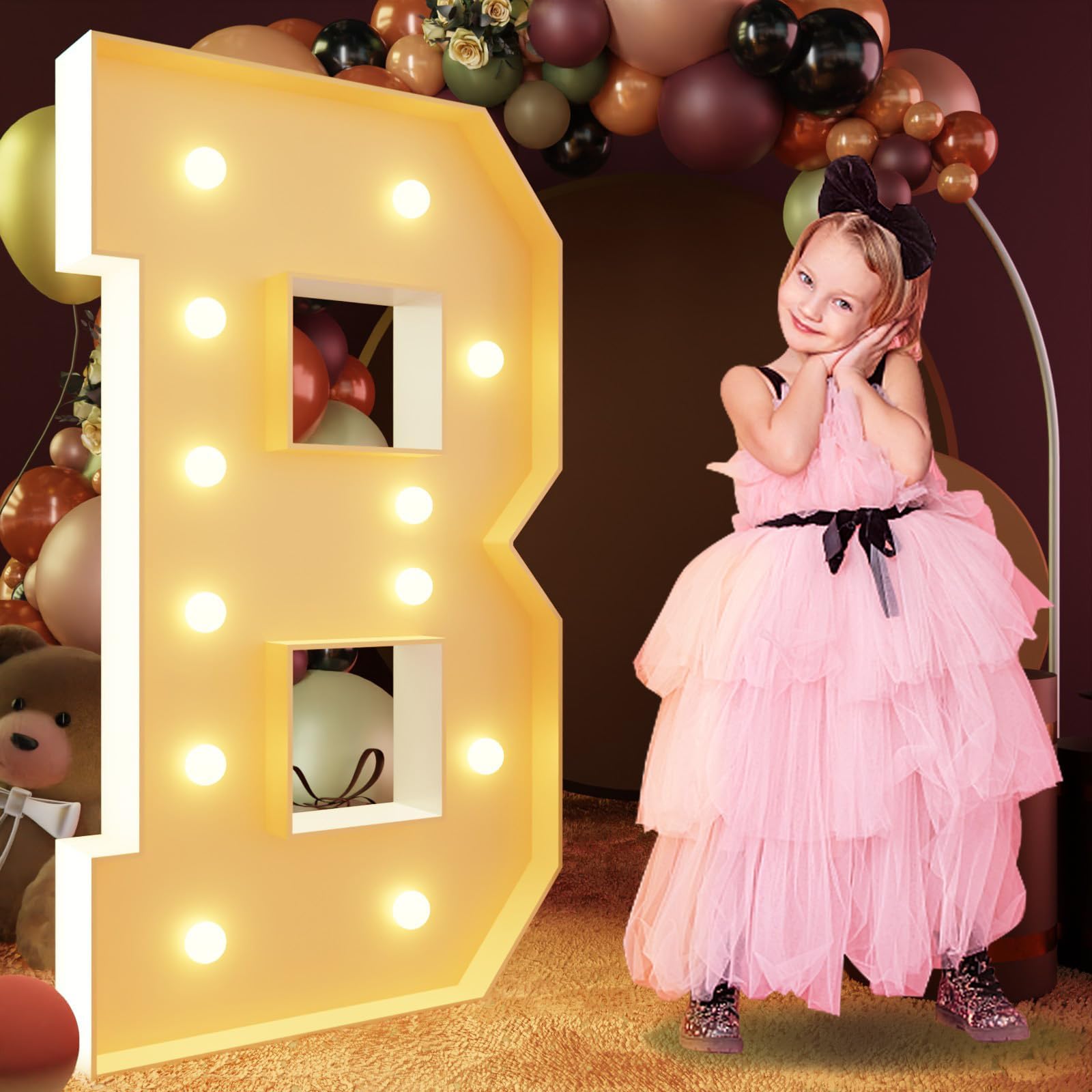 Photo 1 of imprsv 4FT Marquee Letters Large Light Up Letters for Birthday Party Decor Wedding Decorations, Marquee B for Party Decoration, Large Signs Arch Kit Decorations