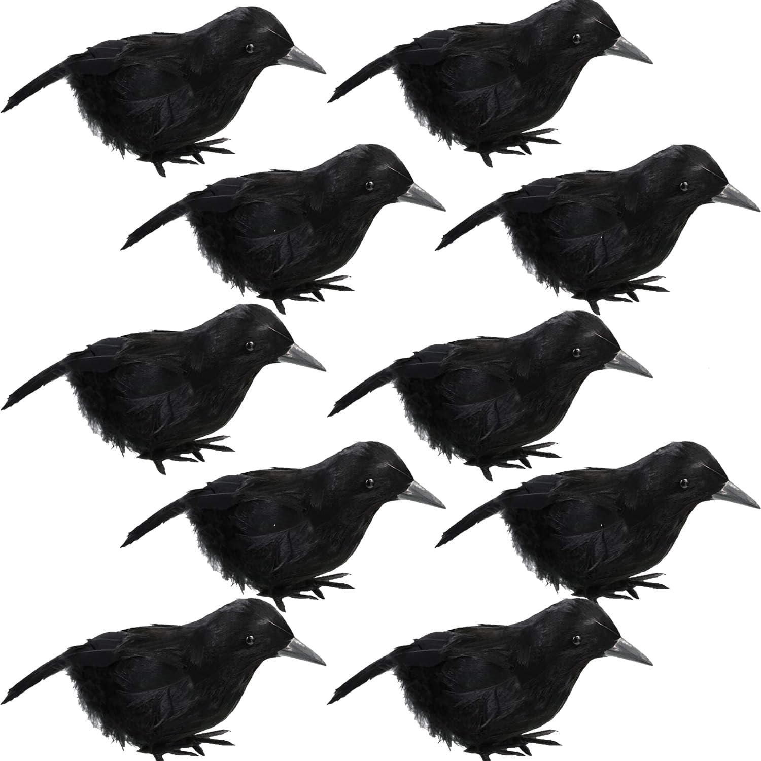 Holiday Décor Storage - trounistro 10 Pieces Halloween Crows Realistic Feathered Crows Black Birds Ravens for Halloween Party Home Decoration