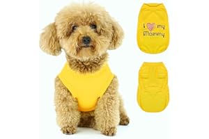 PAIAITE Expressive Pet Vest: Sleeveless Dog Shirt with 'I Love My Mommy' Slogan, Ideal for Chihuahuas, Poodles, Yorkies, and More - Adorable Design, Ultimate Comfort, Easy Maintenance! Yellow X-Small