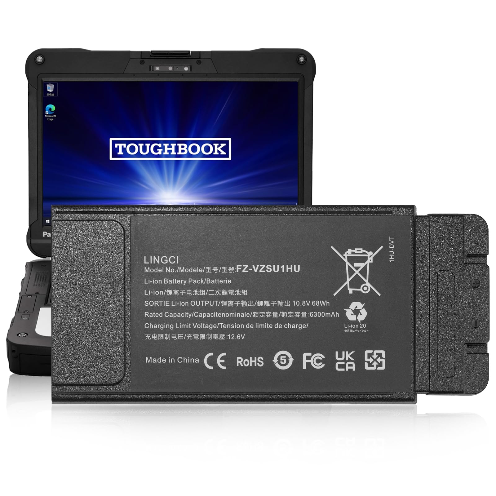 Photo 1 of LINGCI FZ-55 Battery, FZ-VZSU1HU Battery Replacement for Panasonic Toughbook 55 FZ-55 Mk1 FZ-VZSU1 10.8V 68Wh 6300mAh Li-Polymer (Not Suitable for CF-54)
