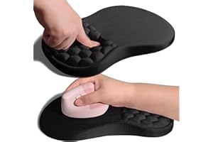 Armanza Ergonomic Joint Wrist Support Mouse Pad with Memory Foam Cushion Massage Bump, Carpal Tunnel Pain Relief Mousepad Slope Design for Wrist Rest, 11.8x7.9 in, Black
