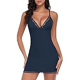 Werkiss Full Slip for Women Under Dress Slim Slip Dress Adjustable Straps Nightgown V Neck Sleepwear Cami Mini Dress