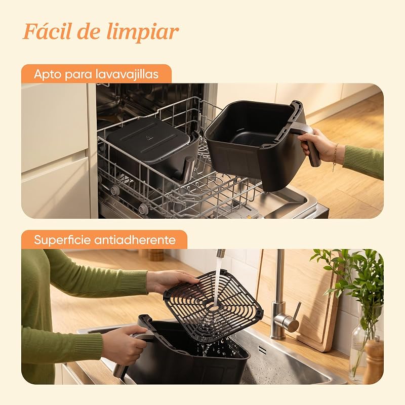 Fritadeira Cosori Turbo Tower 10.8L, Cesta Dupla True Inox, economia de espaço, alta potência de 2630W e mais rápida, 6 funções, refeições sempre equilibradas, cozimento ilimitado, fácil de limpar