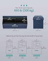 SONGMICS MAZIE Storage Ottoman Bench 110 cm Folding Foot Rest Dark Blue view 3