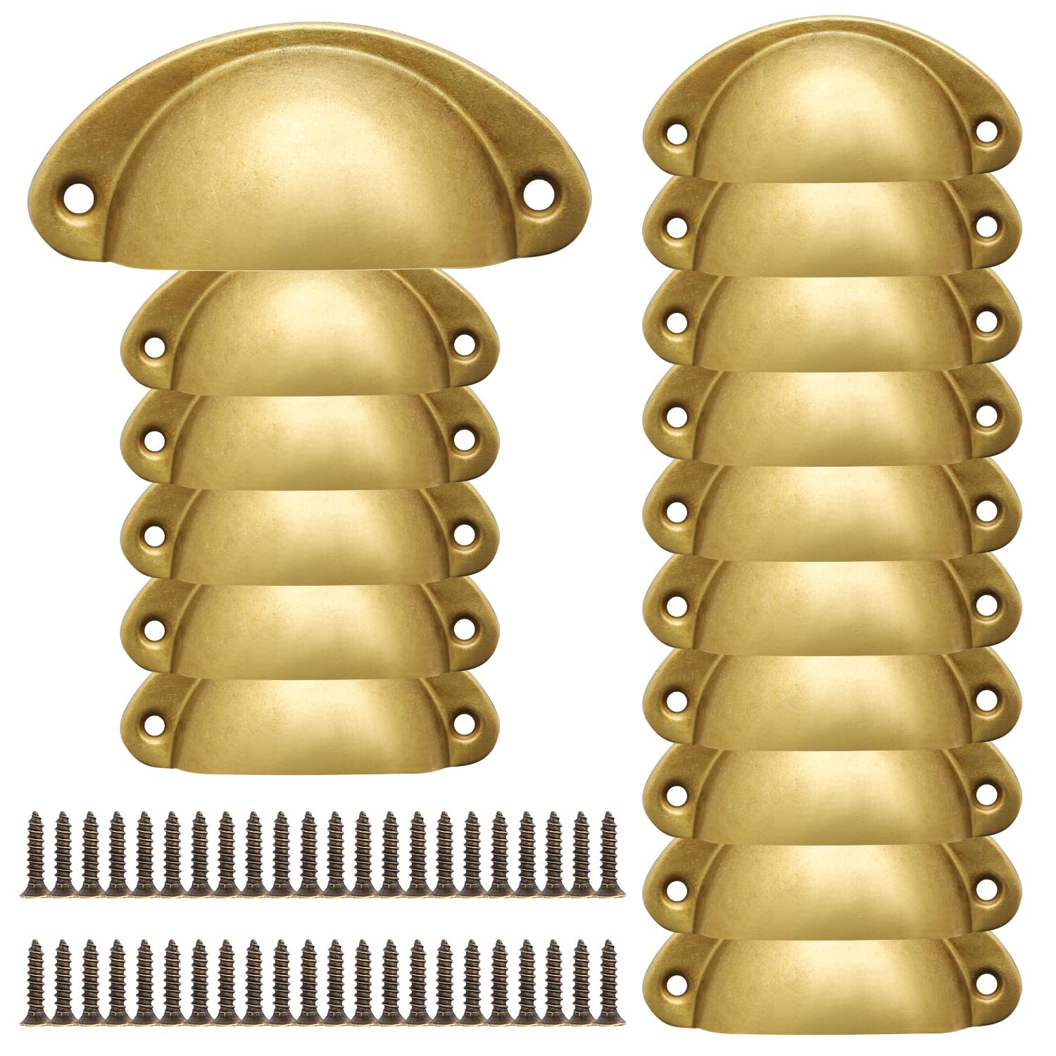 FL HUA 16 Pcs Cup Drawer Handles with Fixing Screws, Chrome Half Moon Vintage Handle, Drawer Cup Pull Handles for Cupboard Wardrobe Cabinet