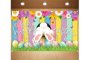 FARMNALL Easter Backdrop Bunny Egg Rabbit Photography Backdrop Easter Photo Decorations Photo Background Easter Grass Wall Decor