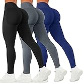 Coume 3 Pack Workout Leggings for Women Seamless Butt Lifting Leggings Compression Tummy Control Mid-Low Waist Yoga Pants