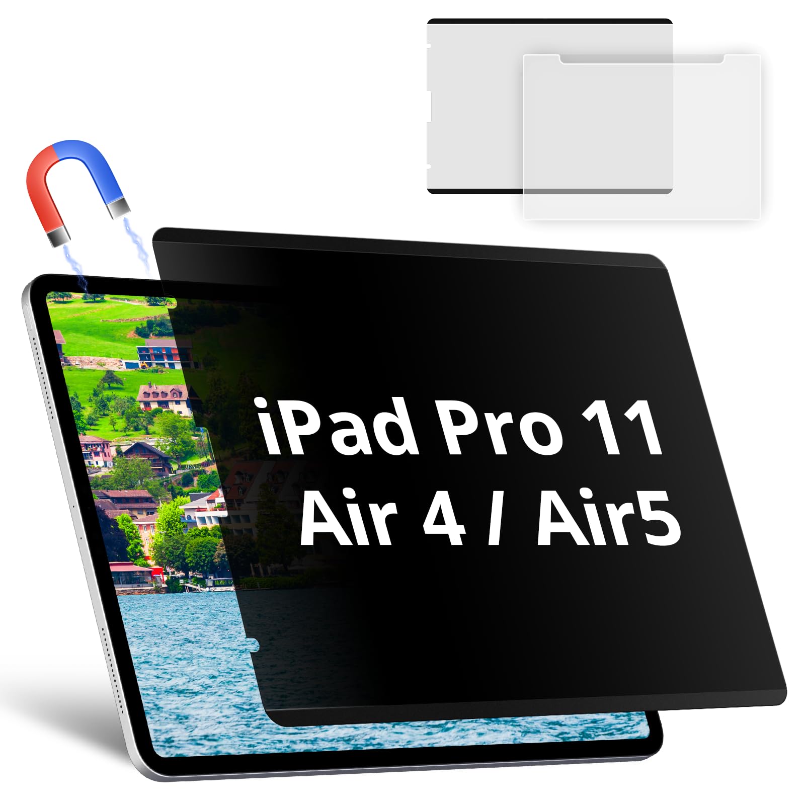 Photo 1 of Magnetic Privacy Screen Protector Compatible with iPad Pro 11/Air4/Air5 10.9 In 2018-2022, Anti Glare Blue Light Film Anti-Spy Filter, Bubble-Free Shield Easy Install Guard Removable Cover