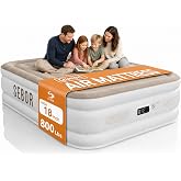 Sebor Queen Air Mattress with Built-in Pump, 18" Raised Blow Up Bed, 800 lb | 10-Year Support | Stable Support for Two | 3-Minute Inflation | Plush Comfort | Home, Guests &amp; Camping