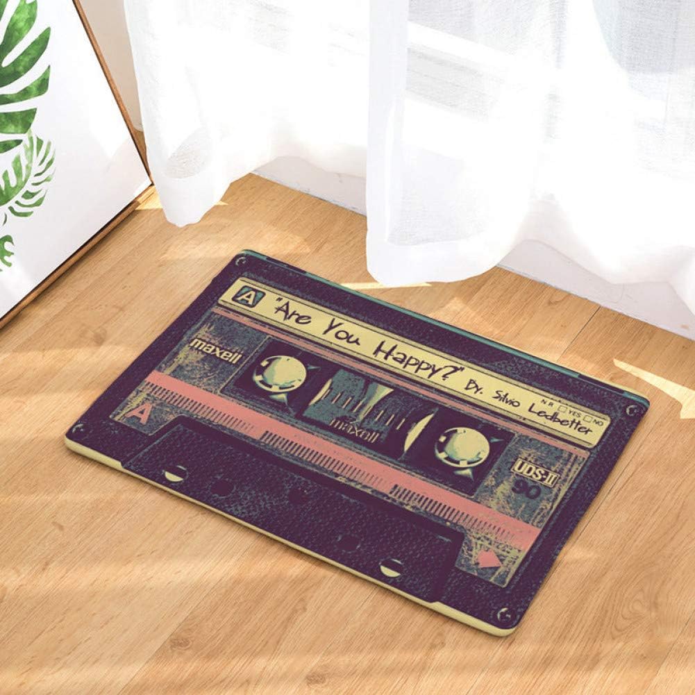 FORNCALO Carpets Rugs 40X60Cm Flannel Doormat Bath Mat Bathroom Rugs Kitchen Rugs And Carpets Nostalgic Cassette Tape 3D Carpets For Home Decoration