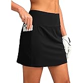 Women's Golf Skirts Skort 4 Side Pockets High Waisted Stretchy Tennis Skirt with Short Athletic Casual