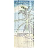 TACHILC Tropical Palm Tree Beaded Curtain for Doorway - Handmade Door Curtain - Hanging Bead Door Decor, 35.5 x 78 Inches