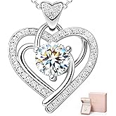 SOULVAYA Valentine’s Day Moissanite Heart Pendant Necklace for Women – Dainty Fine Jewelry with Heart Pendant, Luxury Gift Box for Mom Wife Girlfriend – Birthday Anniversary