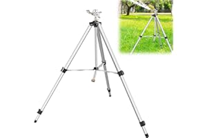 VASALAID Heavy Duty Impact Sprinkler on Tripod Base, 50 Inch Tripod Sprinkler for Yard Large Area, Extra Tall 360 Degree Rotating Lawn Sprinkler with Brass Nozzle, Waters Up to 90 Ft,Legs Extend Up to 50"