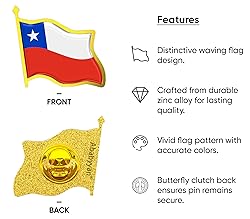 Chile Flag Lapel Pin - Enamel Metal National Badge