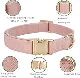 YUDOTE Ultra-soft Corduroy Dog Collar Large, Natural Cotton, Dusty Pink view 4