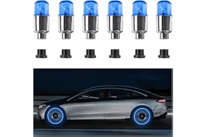 Kewucn 6 PCS LED Tire Valve Lights, Neon Spoke Flash Light Bulb Tire Valve Cap LED Wheel Lights, Waterproof Wheel Tyre Valve Cap Lamp for Bike Motorcycle Truck, Car Accessories (Blue)