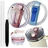 2 Pack 30 oz Tumbler Detachable Flip Straw Lid Replacement Fit for Stanley Quencher ProTour,Leak Proof Lid,No Spill Flip Top Tumbler Cover for Stanley Cup Accessories
