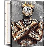 Framed African American Wall Art Inspirational Black Man Men Portrait Wall Art Afro King Poster Abstract Motivational Quotes Canvas Prints Painting Home Decor for Bedroom Living Room Gift for Black