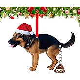 FaCraft German Shepherd Christmas Ornament 2025-2D Acrylic Dog Funny Black German Shepherd Ornament for Christmas Tree Decorations GSP Pet Xmas Gift for Women Men Dog Lovers Friend Family
