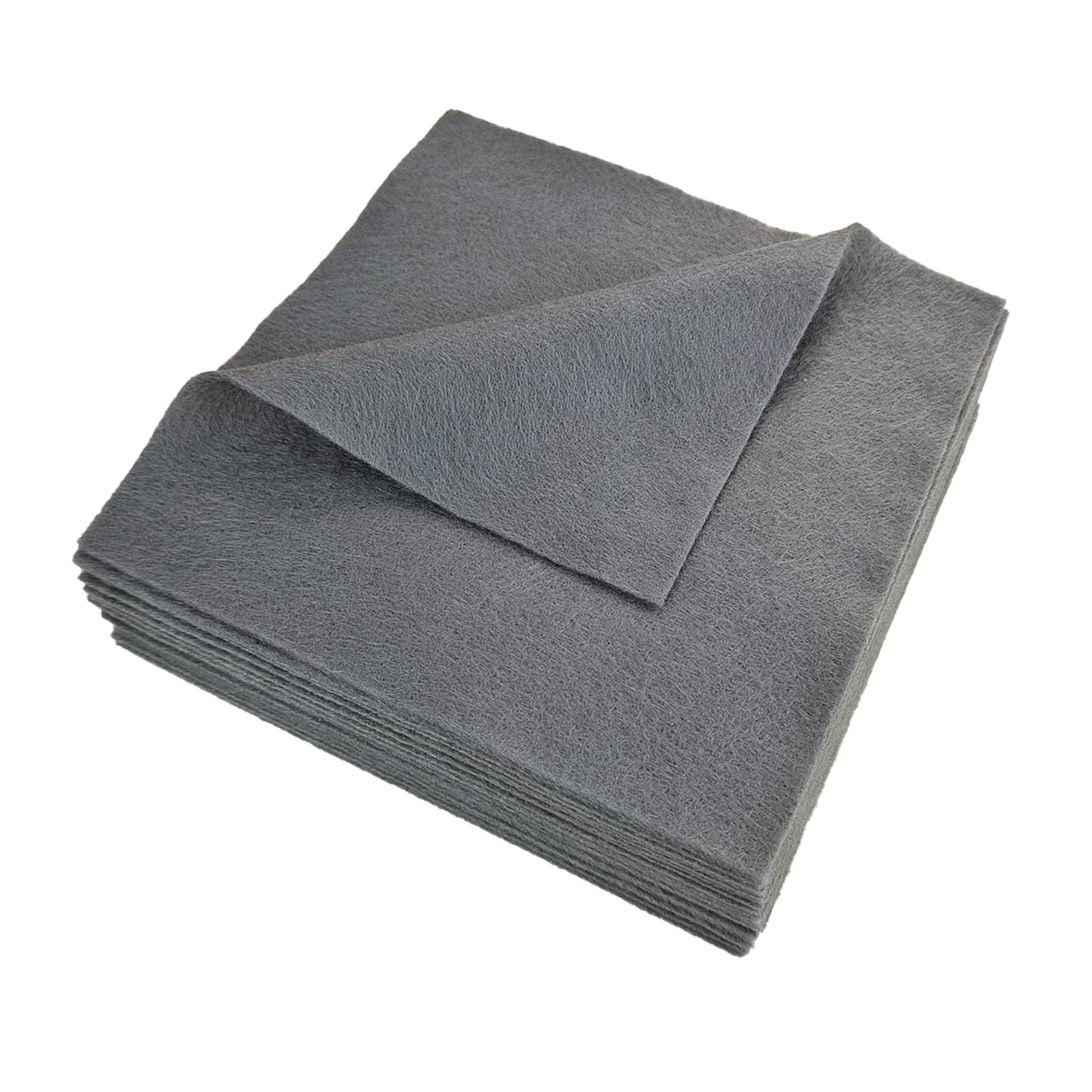 Jtnohx Soft Felt Fabric, Colour Felt Sheets for Crafts, 1.4mm Thick Flexible Craft Fabric for Handwork DIY Projects 15x15cm(Grey)