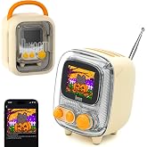 Divoom Tiivoo-2 Retro Bluetooth Speaker, FM Radio, Pixel Art Display, Cream | Alarm Clock, Portable Mini Wireless Speaker, Cu