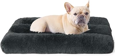 EHEYCIGA Fluffy Dog Crate Bed Medium 75x50x7.5cm Dark Grey
