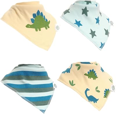Ziggle Bandana Dribble Bibs Cotton Front 0-24 Months Dino Stars