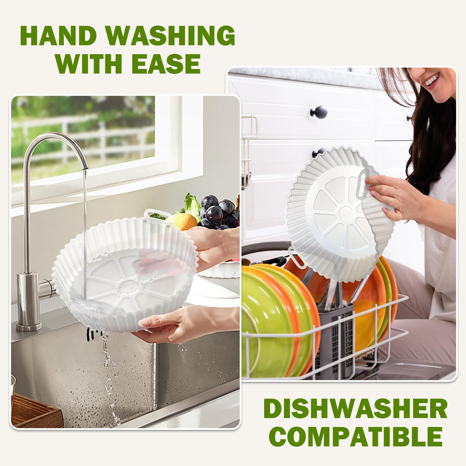 Air Fryer Silicone Liners 2 Pack, Altalsby 8 Inch Transparent Reusable Air Fryer Basket Liners for 3-5 QT Basket, Non-Stick Airfryer Silicone Pot Oven Liner for Ninja Air Fryer, Microwave Accessories