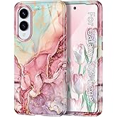 Btscase for Samsung Galaxy S25 Edge Case, [Military Grade Drop Tested] Marble Pattern Design Slim Rugged Shockproof Women Girls Men Protective Anti-Scratch Cover, All Rose Gold
