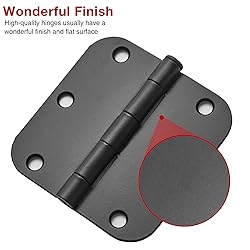 18 Pack Matte Black Door Hinges 3.5 x 3.5 Inch