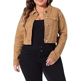 uxcell Women's Plus Size Button Closed Cropped Denim Jackets Stitching 2026 | Soft Washed Denim, Full Button Closure, Cropped Length, Stitching Detail, Western Daily Outfits