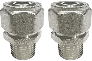 DELIXIKE 1/2 compressor line fittings Maxline M8001 Straight Fitting for 1/2-Inch Tubing with 3/8-Inch Male NPT Thread(2PCS)