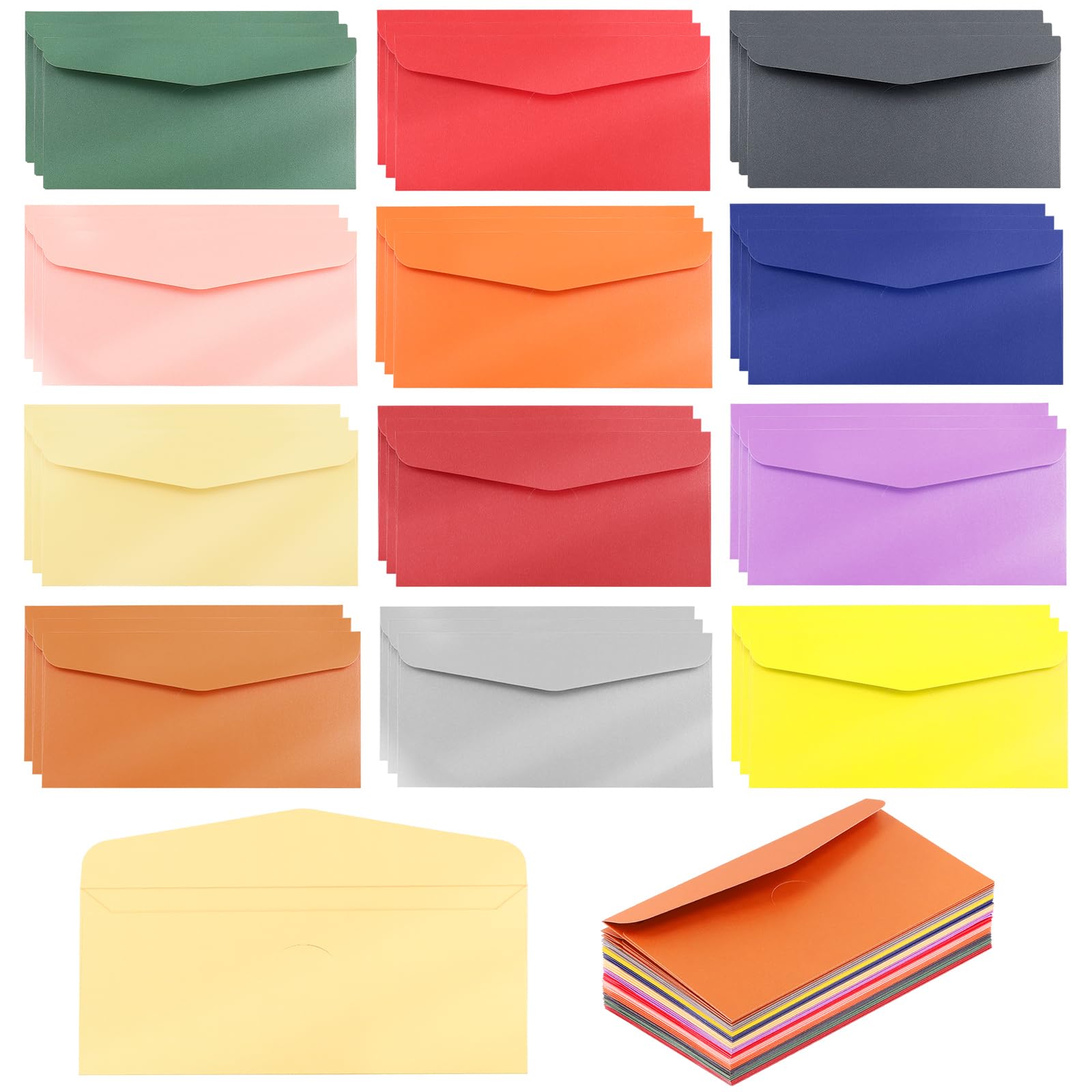 Keadic 36Pcs 6.9 x 4.9 Inches Wax Sealing Envelopes Bulk Set, 12 Colors Business Mailing with Gummed V-Flap Seal for Wax Seal Stamp, Party Invitation Cards, Checks, Invoices, Letters, Photos