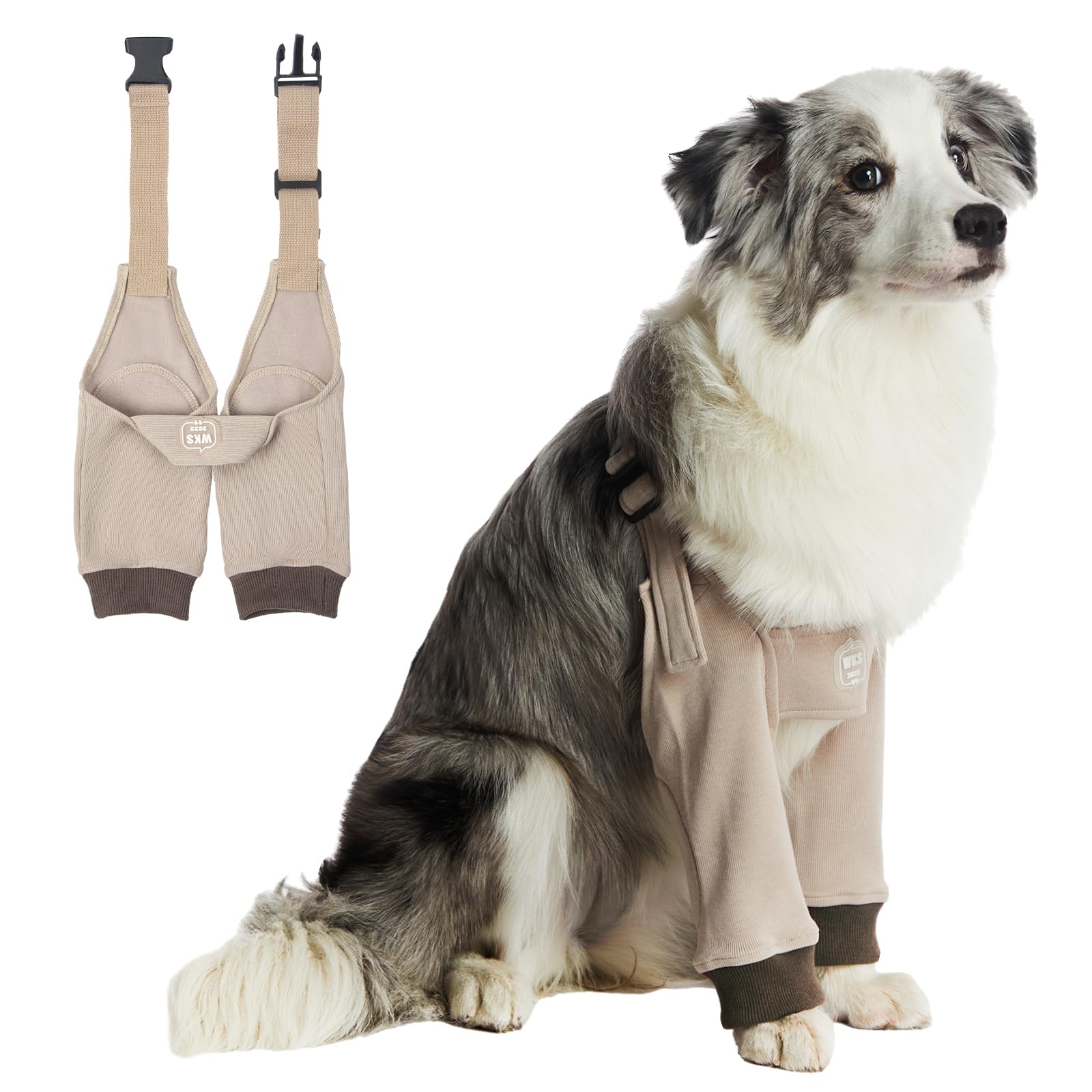 Photo 1 of ICEMOOD Dogs Elbow & Shoulder Protectors for Extra Large Pets 75lbs to 100lbs – Soft Cotton Brace Pads for Elbow Hygroma, Dysplasia, Osteoarthritis, and Joint Relief, Khaki, 3XL