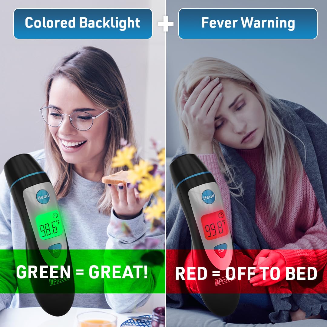 iProven Digital Ear Thermometer for Adults, Kids and Babies |Accurate, Fast & Easy to Use| Ear and Forehead Mode, Fever Detection, 1-Second Reading, 20 Memory, Backlit Display