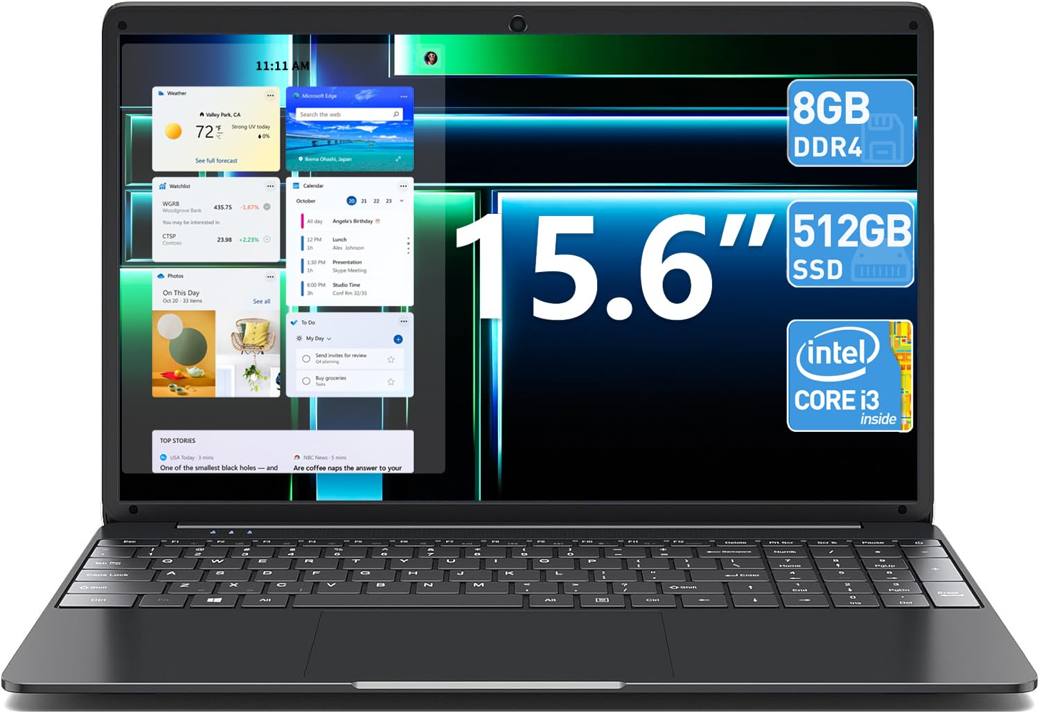 SGIN 15.6 Inch Laptop, 8GB DDR4 512GB SSD Laptops