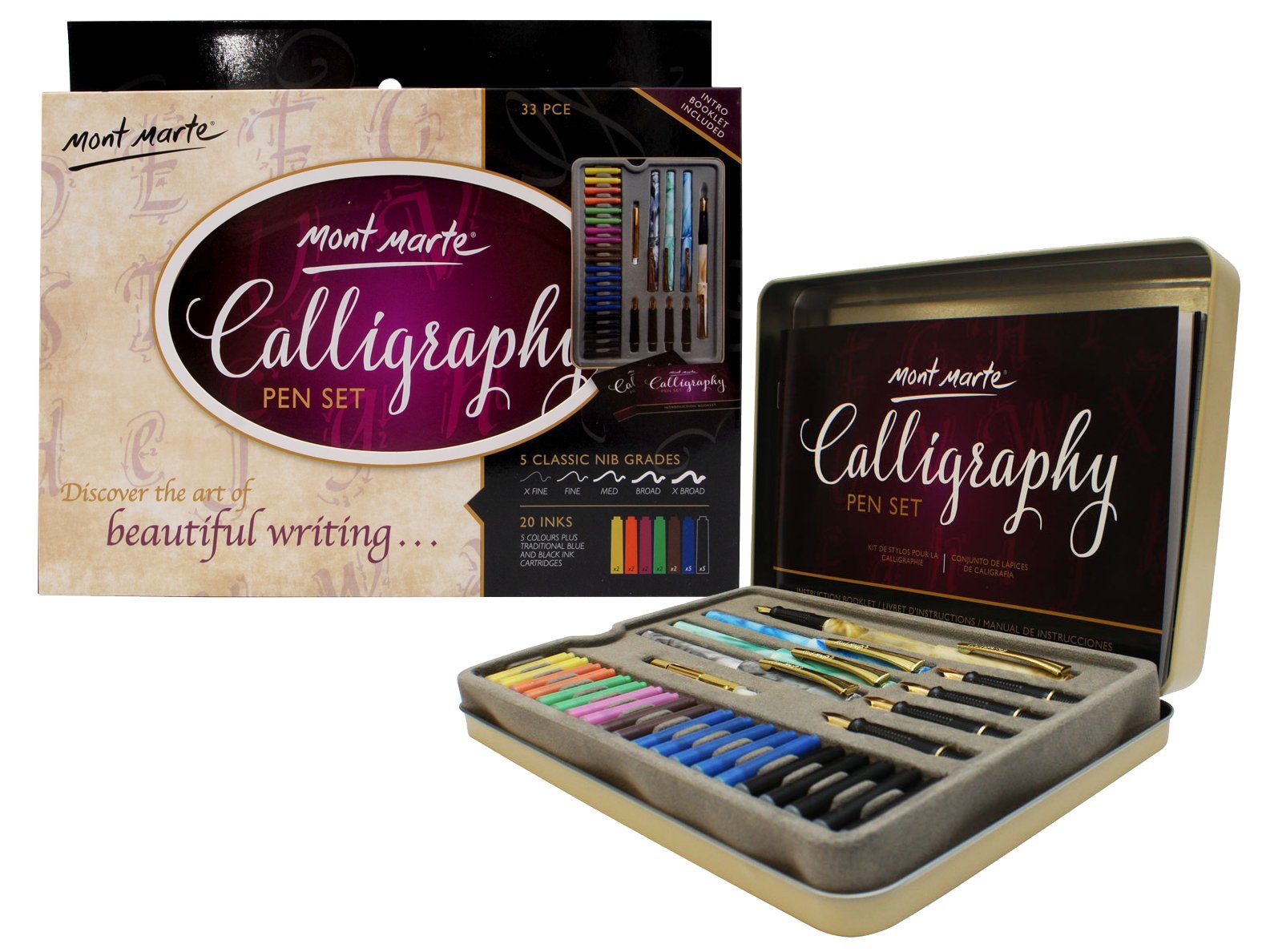 Mont Marte Calligraphy Set 33 Piece Includes Calligraphy Pens Calligraphy Nibs Ink Cartridges Introduction Booklet And Exercise Booklet Buy Online In Qatar Mont Marte Products In Qatar See Prices