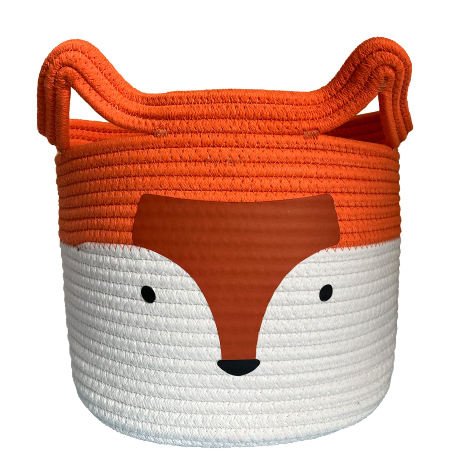 Bigepige Toy Storage Basket, Kids Laundry Basket Foldable, Baby Hamper Woven Rope Basket For Nursery Fox Decor Bedroom, Toy Storage Box For Boys Girls Dog Cat(M)