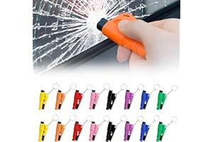 CARFIB Car Window Breaker Tool Keychain Seatbelt Cutter Emergency Escape Tools with Whistle Break Glass Seat Belt Cutters Rescue Life Mini Kit 16pcs