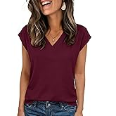 Zeagoo Womens Tops Cap Short Sleeve Textured Blouse V Neck Summer Spring Shirts Business Casual Outfits