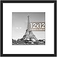 upsimples 12x12 Picture Frame, Display Pictures 8x8 with Mat or 12x12 Without Mat, Wall Hanging Photo Frame, Black, 1 Pack