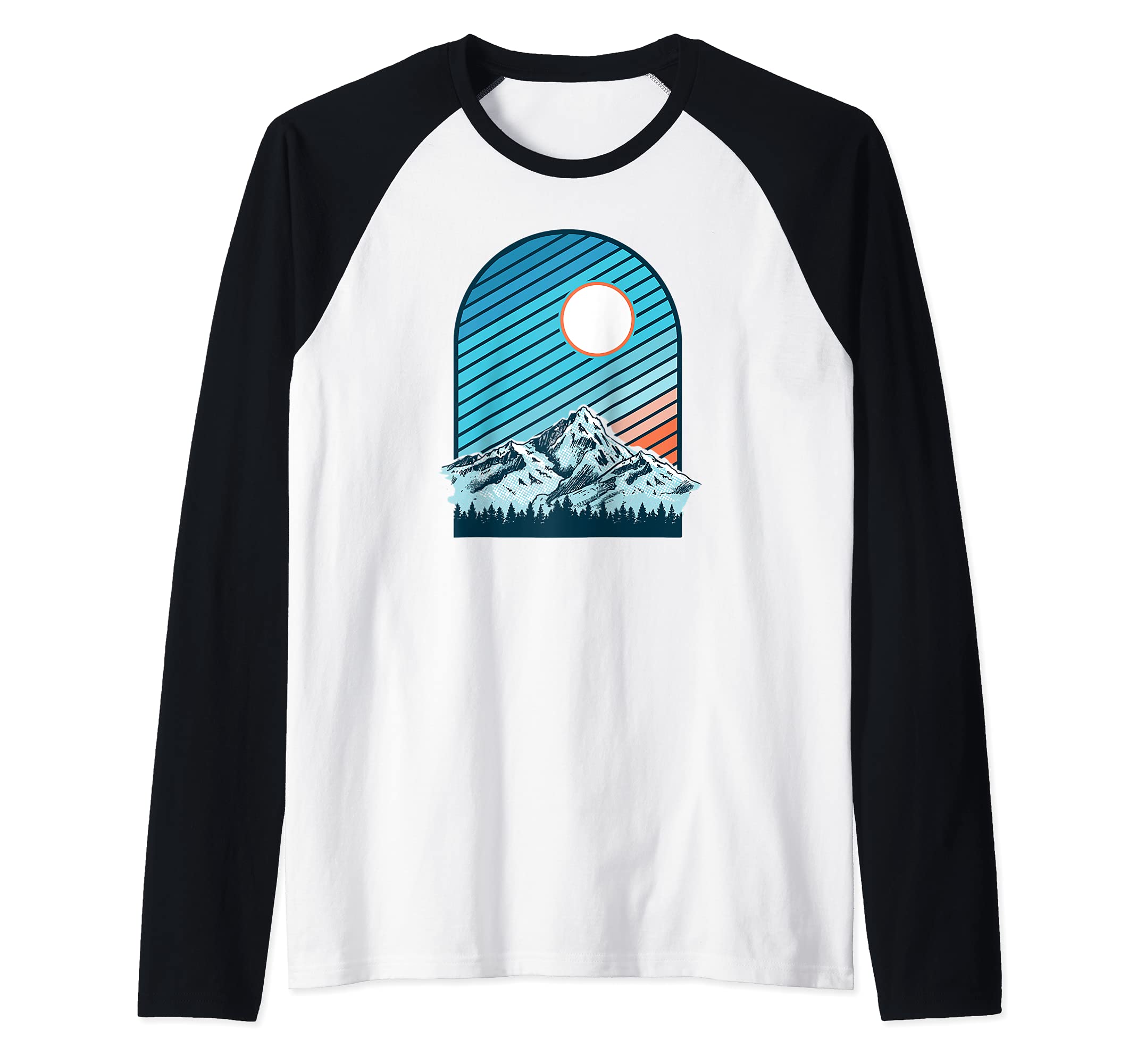 Explore Retro Eighties Mountain Nature Outdoor Graphic Raglan Baseball Tee