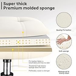 FNZIR Square PU Cushion Rolling Stool with Wheels