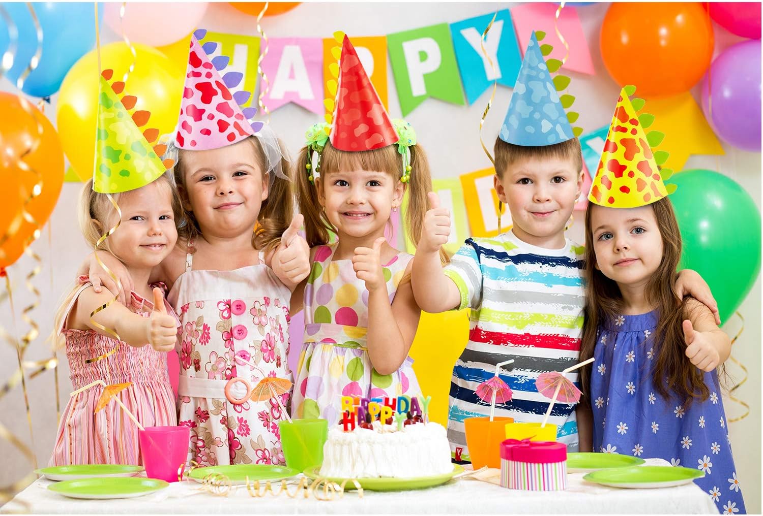 20 Pieces Dinosaur Party Hats Cone Dinosaur Birthday Party Hats for Kids Birthday Party Supplies, 5 Styles: Toys & Games