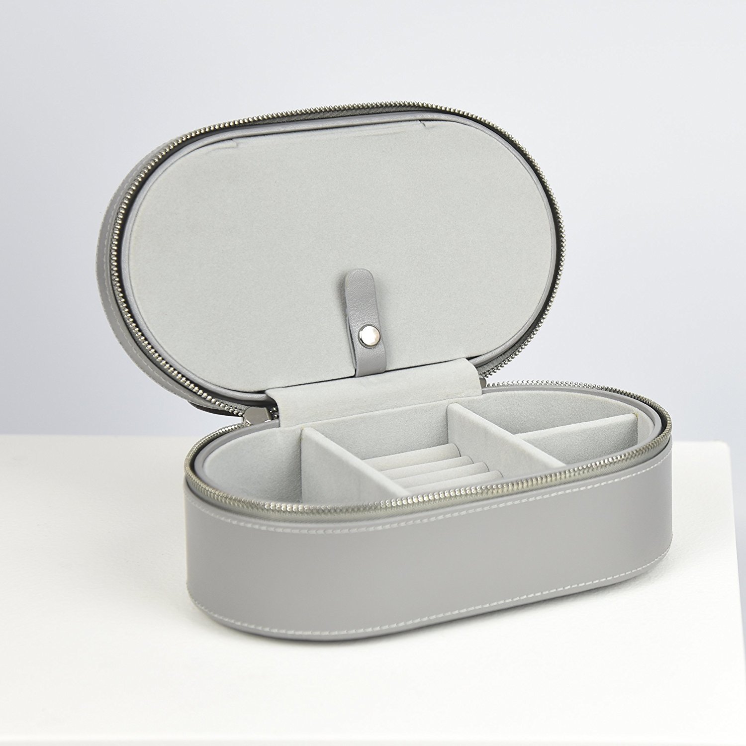 Dulwich Designs Grey Premium Bonded Leather Travel Jewellery Box