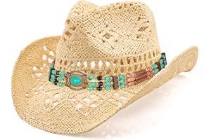 WQWOVRVO Cowboy Hat,Cowgirl Hat,Cowboy Hats for Women/Mens/Straw Wide with Shapeable Brim Western Cowboy Hat for Womens
