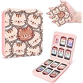 DLseego Game Card Case holder for Switch Lite/Switch/Switch OLED, Switch Game Cartridge Memory Card Portable Storage Box with 12 Game Card Slots and 12 Micro SD Card Slots-Brown Cat